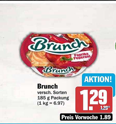 Brunch versch. Sorten 185 g Packung (1 kg = 6.97)