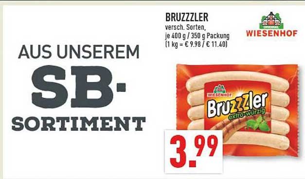 BRUZZLER versch. Sorten, je 400 g / 350 g Packung (1 kg = € 9.98 / € 11.40)