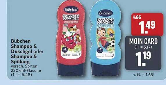 Bübchen Shampoo & Duschgel oder Shampoo & Spülung versch. Sorten 230-ml-Flasche (1 l = 6.48)