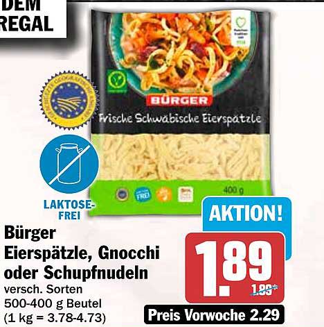 Bürger Eierspätzle, Gnocchi oder Schupfnudeln