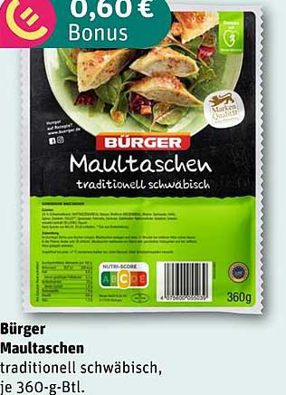 Bürger Maultaschen traditionell schwäbisch, je 360-g-Btl.