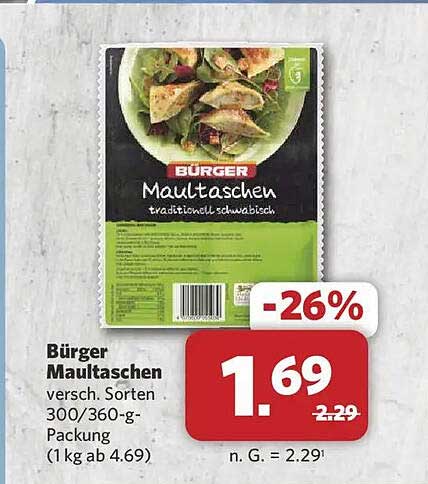 Bürger Maultaschen versch. Sorten 300/360-g-Packung