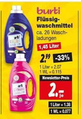 burti Flüssigwaschmittel ca. 26 Waschladungen 1,45 Liter