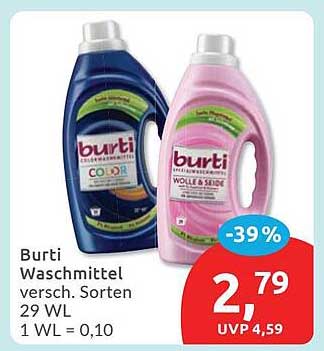 Burti Waschmittel versch. Sorten 29 WL 1 WL = 0,10