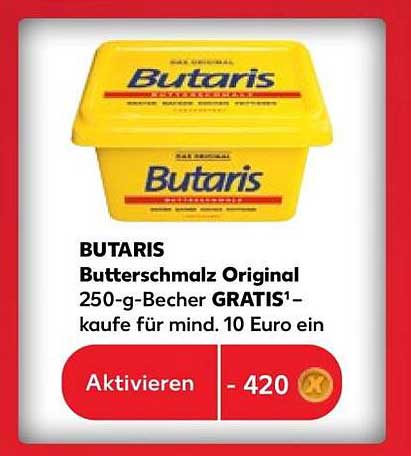 BUTARIS Butterschmalz Original 250-g-Becher GRATIS¹ – kaufe für mind. 10 Euro ein