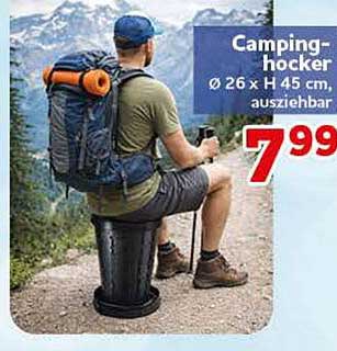 Campinghocker Ø 26 x H 45 cm, ausziehbar
