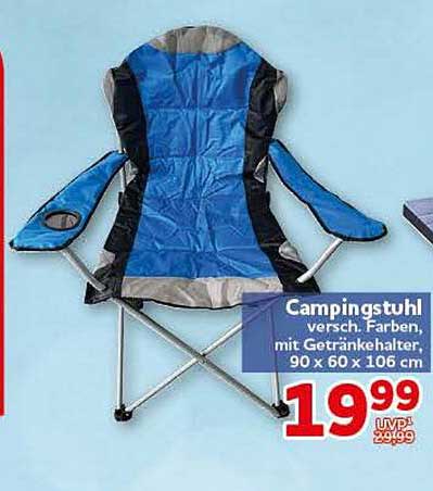 Campingstuhl, versch. Farben, mit Getränkehalter, 90 x 60 x 106 cm