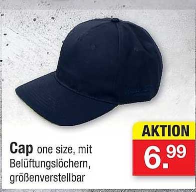 Cap one size, mit Belüftungslöchern, größenverstellbar