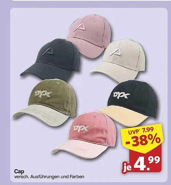 Cap verschied. Ausführungen und Farben