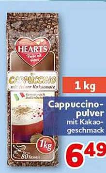 Cappuccino-pulver mit Kakao-geschmack