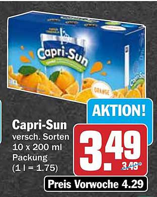 Capri-Sun versch. Sorten 10 x 200 ml Packung (1 l = 1.75)