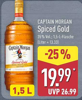 CAPTAIN MORGAN Spiced Gold 35% Vol.; 1,5-L-Flasche (Liter = 13.33)