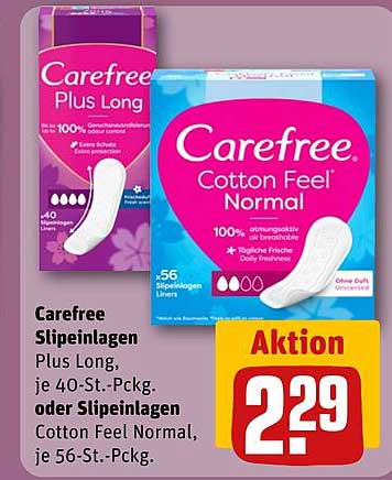 Carefree Slipeinlagen Plus Long, je 40-St.-Pckg. oder Slipeinlagen Cotton Feel Normal, je 56-St.-Pckg.