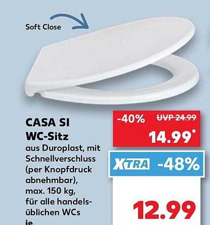 CASA SI WC-Sitz aus Duroplast, mit Schnellverschluss (per Knopfdruck abnehmbar), max. 150 kg, für alle handelsüblichen WCs