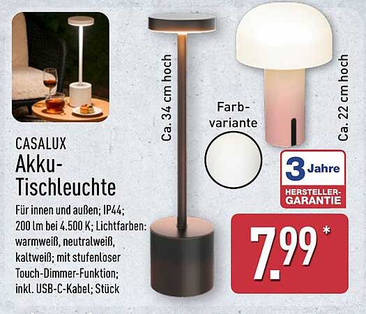 CASALUX Akku-Tischleuchte