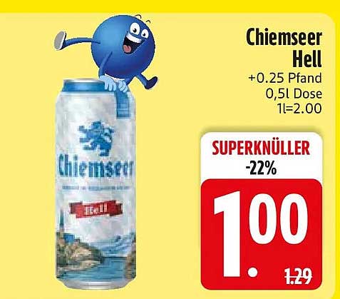 Chiemseer Hell +0.25 Pfand 0,5l Dose 1l=2.00