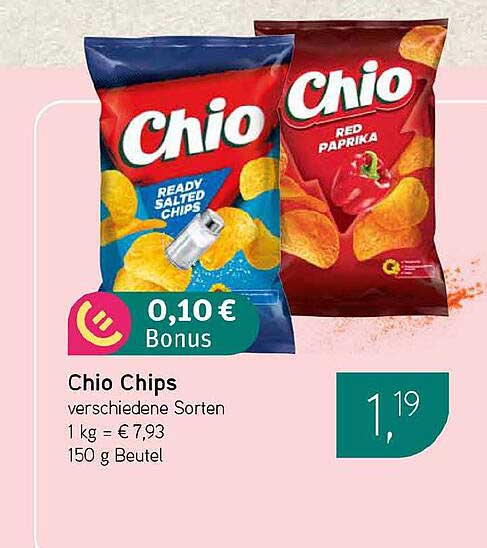 Chio Chips verschiedene Sorten 1 kg = € 7,93 150 g Beutel