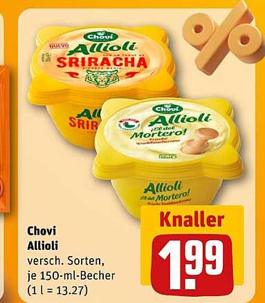 Chovi Allioli versch. Sorten, je 150-ml-Becher (1 l = 13.27)