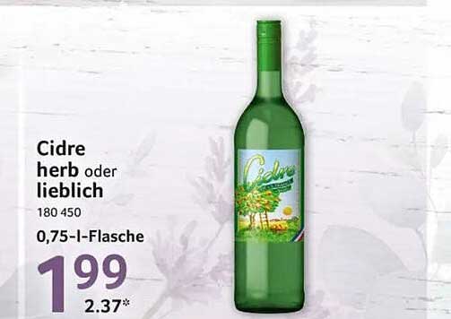 Cidre herb oder lieblich 180 450 0,75-l-Flasche