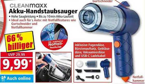 CLEANmaxx Akku-Handstaubsauger