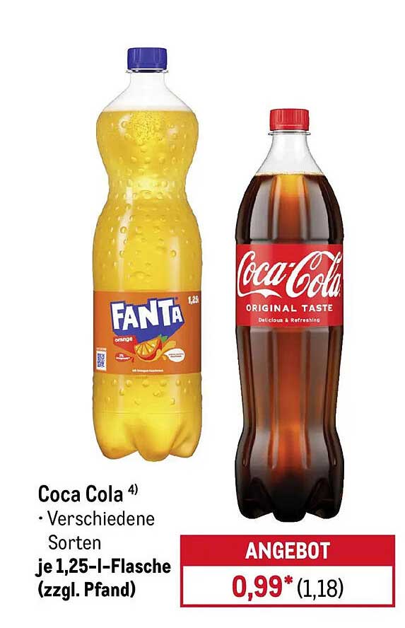 Coca Cola 4) • Verschiedene Sorten je 1,25-l-Flasche (zzgl. Pfand)