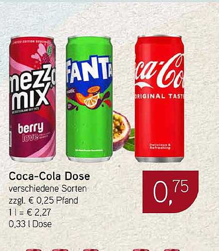 Coca-Cola Dose verschiedene Sorten