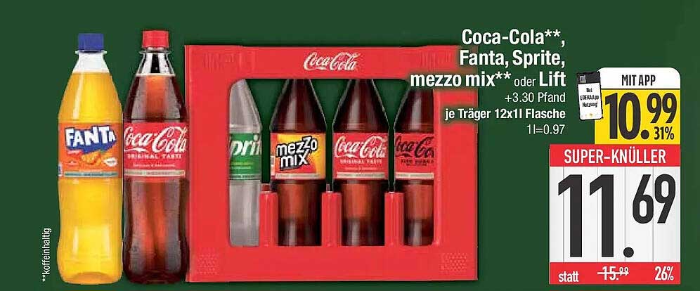Coca-Cola** Fanta, Sprite, mezzo mix** oder Lift