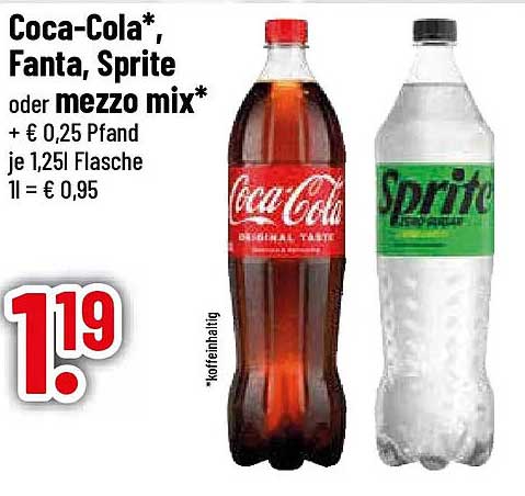 Coca-Cola*, Fanta, Sprite oder mezzo mix*