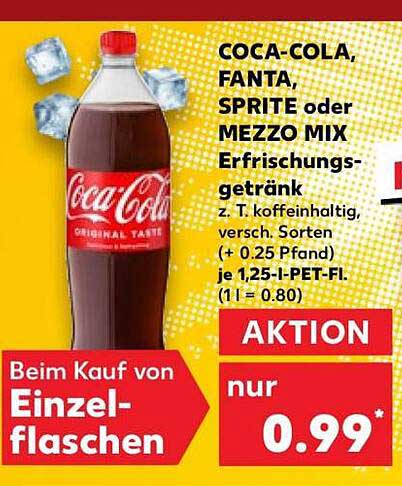 COCA-COLA, FANTA, SPRITE oder MEZZO MIX Erfrischungsgetränk