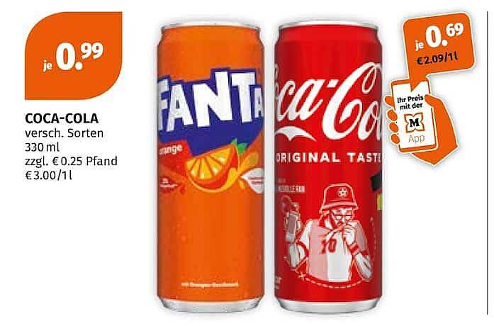 COCA-COLA verssch. Sorten 330 ml zzgl. € 0.25 Pfand