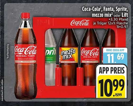 Coca-Cola², Fanta, Sprite, mezzo mix² oder Lift