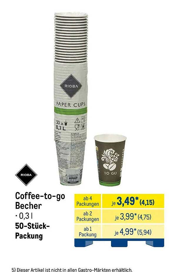 Coffee-to-go Becher • 0,3 l 50-Stück-Packung