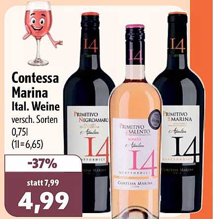 Contessa Marina Ital. Weine versch. Sorten 0,75l (1l=6,65)