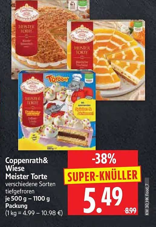 Coppenrath & Wiese Meister Torte verschiedene Sorten tiefgefroren je 500 g - 1100 g Packung (1 kg = 4.99 - 10.98 €)