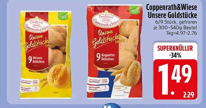 Coppenrath&Wiese Unsere Goldstücke 6/9 Stück, gefroren je 300–540g Beutel 1kg=4.97–2.76