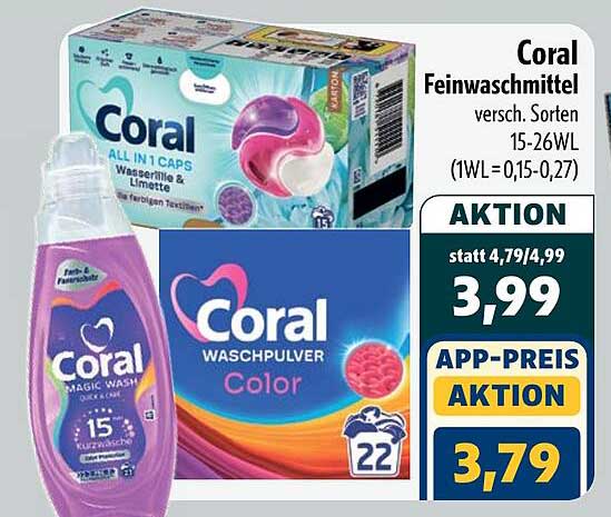 Coral Feinwaschmittel vers. Sorten 15-26WL (1WL=0,15-0,27)