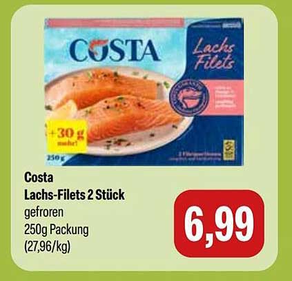 Costa Lachs-Filets 2 Stück gefroren 250g Packung (27,96/kg)