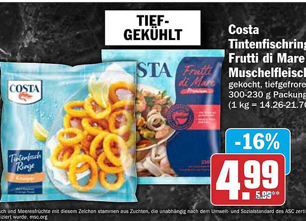 Costa Tintenfischringe Frutti di Mare Muschelfleisch