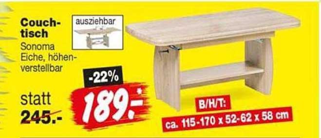 Couch-tisch Sonoma Eiche, höhen-verstellbar