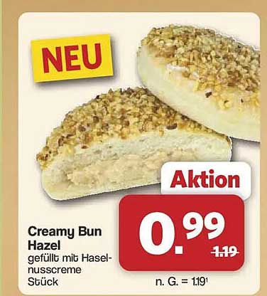 Creamy Bun Hazel gefüllt mit Haselnusscreme Stück