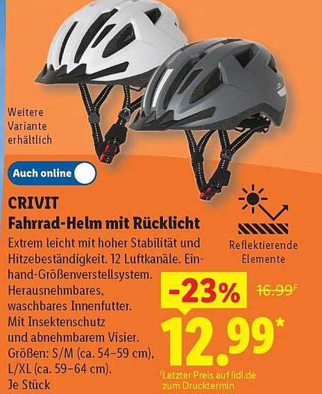 CRIVIT Fahrrad-Helm mit Rücklicht