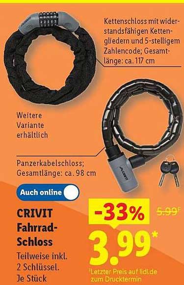 CRIVIT Fahrrad-Schloss
