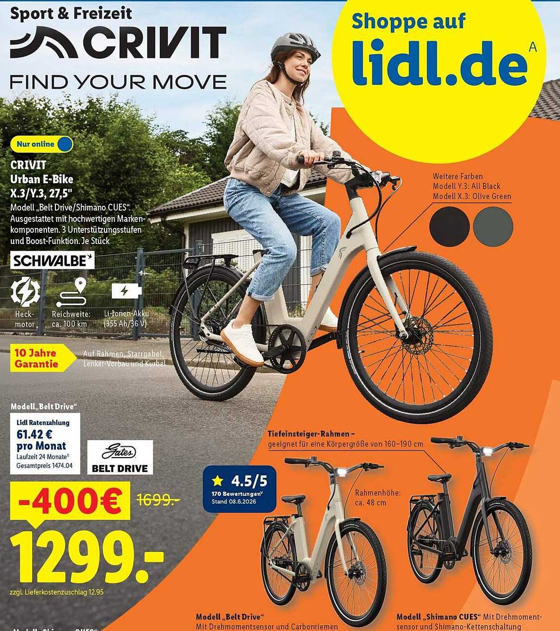 CRIVIT Urban E-Bike X.3/Y.3, 27,5"