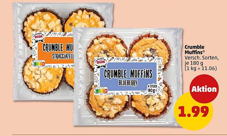 Crumble Muffins* Versch. Sorten, je 180 g (1 kg = 11.06)