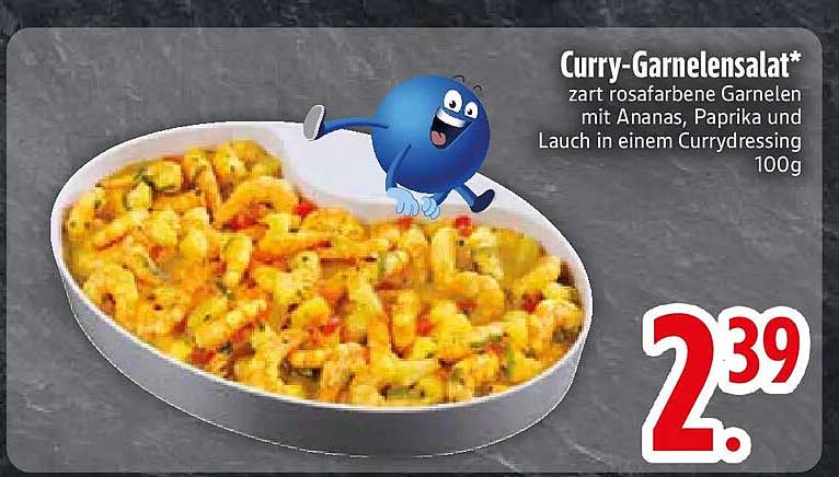 Curry-Garnelensalat* zart rosafarbene Garnelen mit Ananas, Paprika und Lauch in einem Currydressing 100g