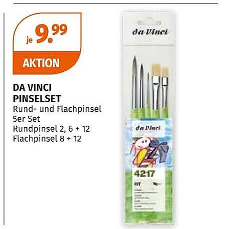 DA VINCI PINSELSET Rund- und Flachpinsel 5er Set Rundpinsel 2, 6 + 12 Flachpinsel 8 + 12
