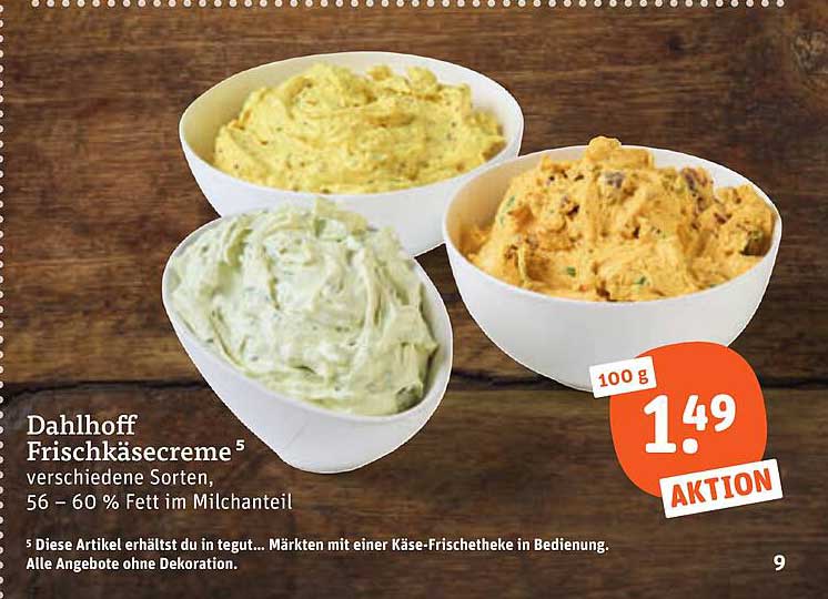 Dahlhoff Frischkäsecreme verschiedene Sorten, 56 – 60 % Fett im Milchanteil