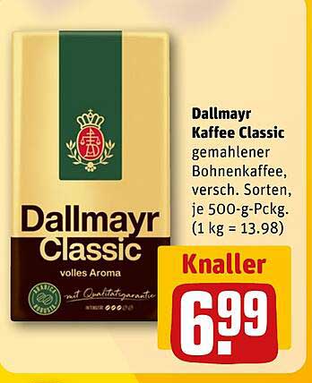 Dallmayr Classic gemahlener Bohnenkaffee, versch. Sorten, je 500-g-Packung. (1 kg = 13.98)