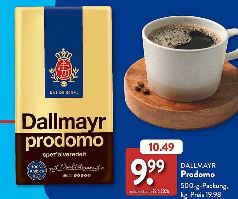Dallmayr Prodomo 500-g-Packung, kg-Preis 19.98