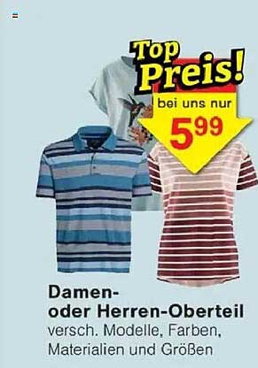 Damen- oder Herren-Oberteil versch. Modelle, Farben, Materialien und Größen
